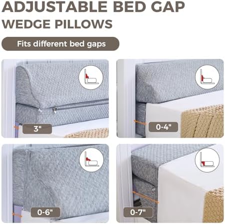 Bed Wedge Gap Filler King Size, Wedge Pillow for Headboard Gap, 76×10×6 in