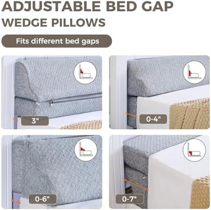 Bed Wedge Gap Filler Queen Size, Wedge Pillow for Headboard Gap, 60×10×6 in