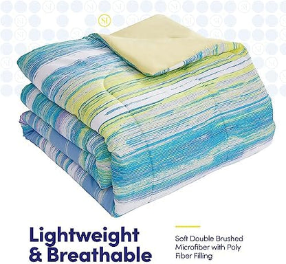 Sweet Home Collection 7 Piece Comforter Set Bag Solid Color All Season Soft Down Alternative Blanket & Luxurious Microfiber Bed Sheets, Sorento, Queen