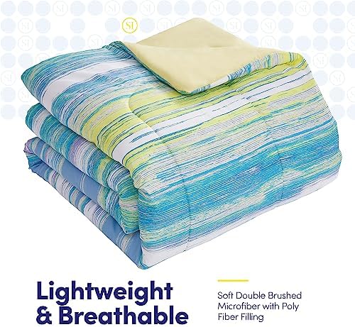 Sweet Home Collection 7 Piece Comforter Set Bag Solid Color All Season Soft Down Alternative Blanket & Luxurious Microfiber Bed Sheets, Sorento, Full