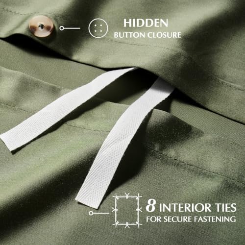 EverGrace 100% Rayon from Bamboo Duvet Cover Set, King Size, Olive Green