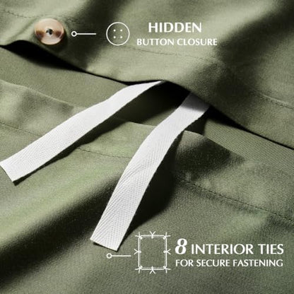 EverGrace 100% Rayon from Bamboo Duvet Cover Set, King Size, Olive Green