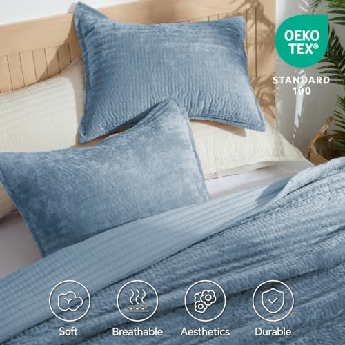 BEDELITE Velvet Quilt Set Queen Size, Luxury Velvet Comforter Bedding
