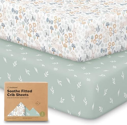 KeaBabies 2pk Organic Cotton Crib Sheets for Boys Girls 52x28, Prairie