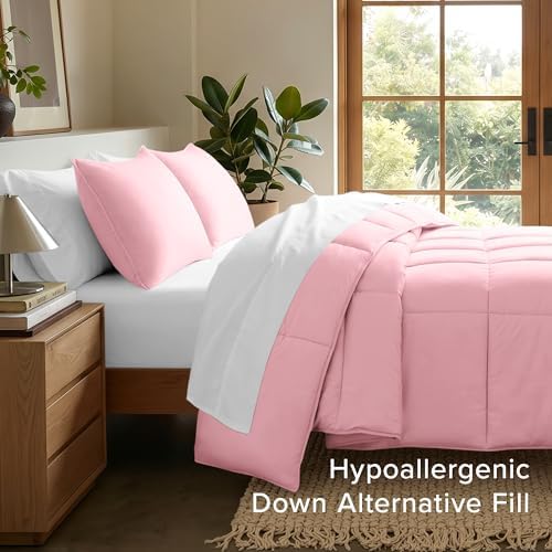 Bare Home Full Comforter Set - 1800 Ultra Soft (Full, Light Pink)