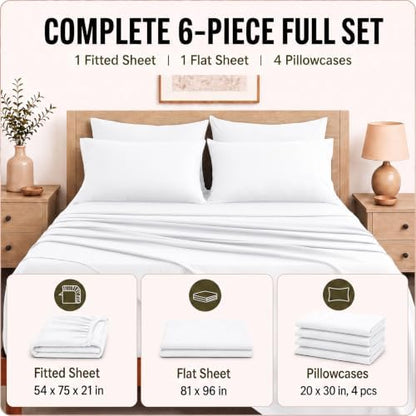 CozyLux Full Sheet Set 6-Piece, 21-Inch Deep Pocket, Soft Brushed Feel
