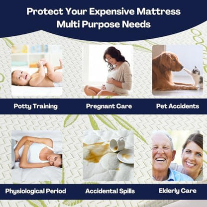 DreamField Linen California King Mattress Cover, Waterproof and Noiseless, Ultra Soft Breathable Bamboo Fabric, Easy Care Instructions