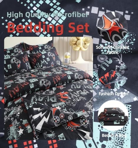 SDY 7PCS Bedding Set for Kids,Boys and Girls (Game, Queen)