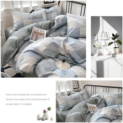 mixinni Twin XL Comforter Set Soft Aesthetic Blue Geometric Checkered Plaid Printed Bedding Comforter for Men Boys, 1 Soft Microfiber Reversible Comforter with 2 Pillowcases for All Seasons