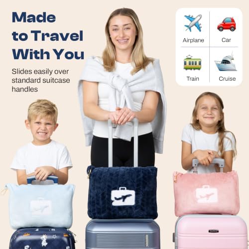 EverSnug Travel Blanket & Pillow 68x42 - Premium Ultra-Soft Microfleece 2 in 1 Compact & Packable Flight Blanket with Soft Bag Pillowcase, Hand Luggage Sleeve and Backpack Clip (Navy Blue)
