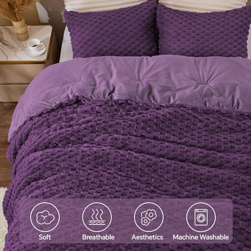 BEDELITE Fluffy Twin/Twin XL Comforter Set, Purple Bed Set 2 Pieces