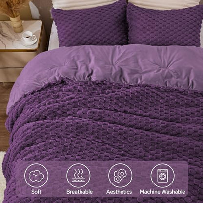 BEDELITE Fluffy Twin/Twin XL Comforter Set, Purple Bed Set 2 Pieces