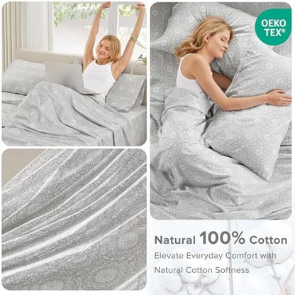 Comfort Spaces 100% Cotton Percale Sheets King Extra Deep Pocket 4 Piece