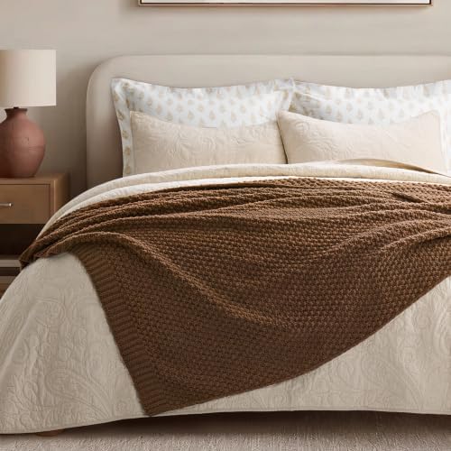 EVERGRACEHOME Chunky Chenille Knit Throw Blanket, 50 x 60, Burnt Orange