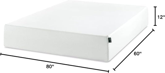 Zinus 12 Inch Queen Green Tea Memory Foam Mattress [New Version], Fiberglass Free, Medium Firm Feel, Zoned Pressure Relief, Certified Safe Foams & Fabric, Mattress in A Box