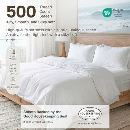 California Design Den Softest 100% Cotton Sateen Twin Sheets Set, 3 Pcs Set