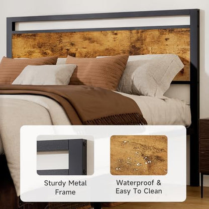 Z-hom Upgraded Full Size Bed Frame, Heavy Duty Metal Sturdy Full Bed Frame with Modern Wood Headboard & Footboard, Stable Platform Bed Furniture Bed Storage, No Noise, No Box Springs, Vintage Brown
