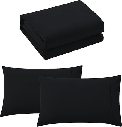 Pure Bedding Duvet Cover Full Size - 3 Pieces Extra Soft Bedding Set, Includes 1 Duvet Cover 80x90 Inches with Zipper Closure & 2 Pillow Shams, Comforter Not Included, Black