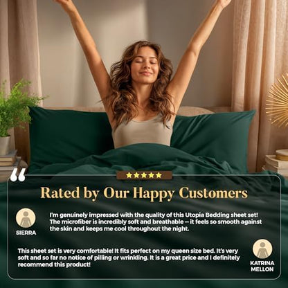 Utopia Bedding California King Sheet Set – 4 Piece Bed Sheets for Cal King Size Bed, Soft and Breathable Microfiber, Includes 1 Fitted Sheet, 1 Flat Sheet and 2 Pillowcases (Emerald)
