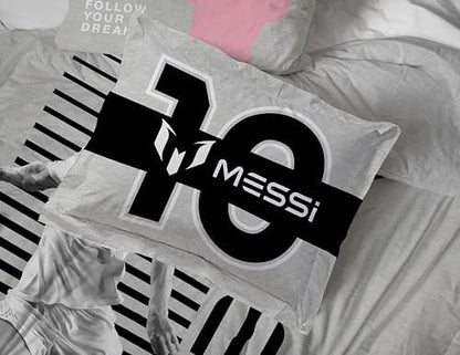Jay Franco Kids Comforter Set Includes Sheets and Pillow Cover - Soft and Cozy Bed Set for Stylish Room Décor, Grey - Messi, 5 Piece Twin