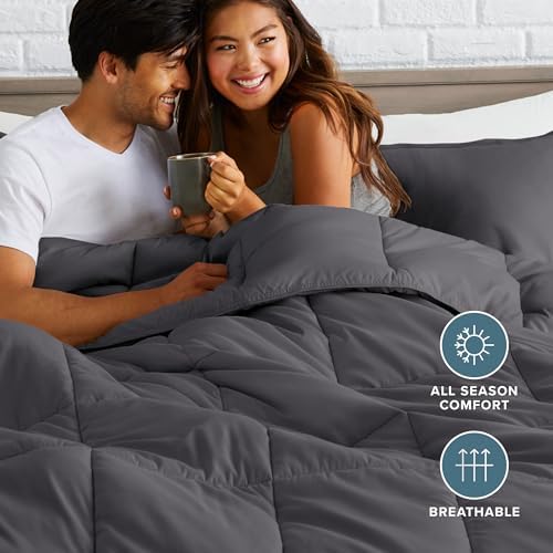 Bare Home Comforter Set (Oversized Queen, Forged Iron Grey)