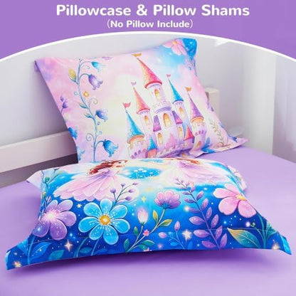 Viviland Kids Bedding Set Full Size Comforter Sets, Bed in Castle Spirit Cover Set for Children