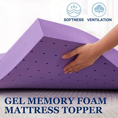 SINWEEK 4 Inch Gel Memory Foam Mattress Topper, King Size