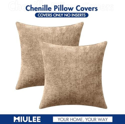 MIULEE Decorative Couch Throw Pillow Covers 20x20 Inch Khaki Camel 2 Pack