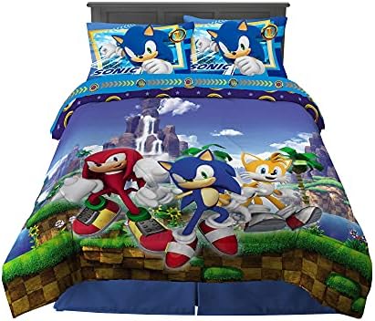 Franco Kids Bedding Super Soft Comforter and Sheet Set, 5 Piece Full Size, Sonic The Hedgehog, Anime