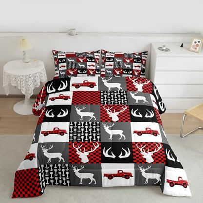 Feelyou Farmhouse Deer Comforter Set Twin Size for Kids Boys Girls