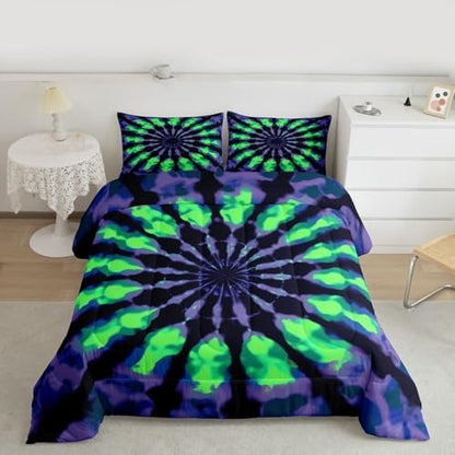 Feelyou Tie Dye Comforter Set Full Size 3Pcs for Kids Boys Girls