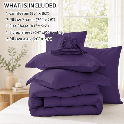 Anluoer Full Size Comforter Sets, 7 Piece Bed in a Bag Full Bedding Sets