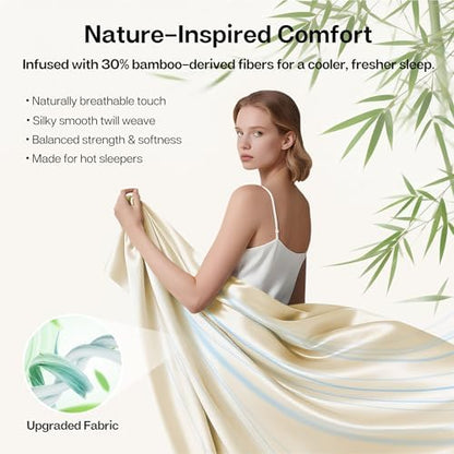 MR&HM California King Sheets 4 Pieces, Rayon Derived from Bamboo Blend