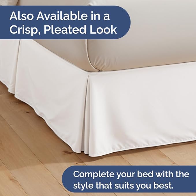 Bedskirt Full Size Ruffle - 18 inch Drop Dust Ruffle Bed Skirt with Platform - Soft, Easy Fit, Premium Hotel Quality - Wrinkle, Fade & Shrink Resistant - For Women, Men, Kids and Teens - Antique White