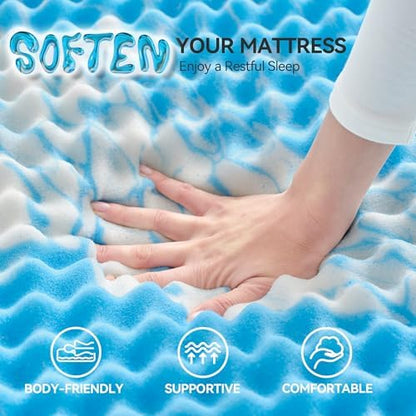SINWEEK 3 Inch Egg Crate Memory Foam Mattress Topper Full Size, Soft Mattress Pad for Back Pain Relief, Bed Topper, CertiPUR-US Certified, Blue