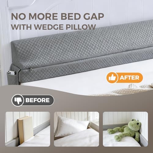 Bed Wedge Gap Filler Twin Size, Wedge Pillow for Headboard Gap, 39×10×6 in