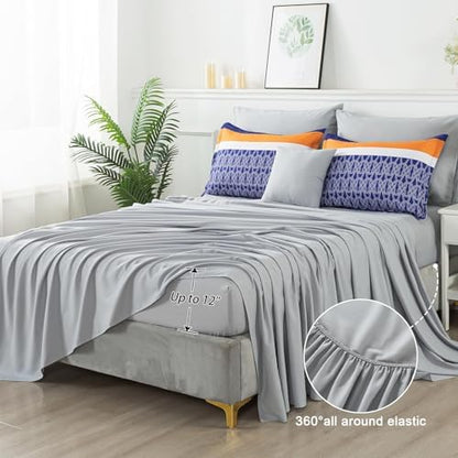 Anibedding 8 Pieces Bed in a Bag,Striped Comforter Set King Size