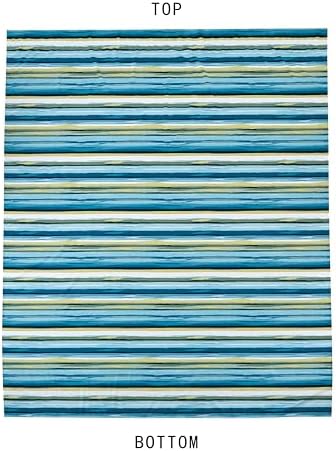 Chezmoi Collection 4-Piece Lodge Striped Sheet Set Queen - Multicolor Green Blue White Striped Printed Brushed Microfiber Lightweight Breathable Deep Pocket Bed Sheets