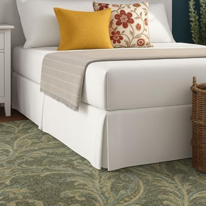 Mattress-Homes Luxury Box Pleated Bed Skirt Split Corners Platform Style Easy Fit Fade & Wrinkle Resistant with Tailored Drop 10 Inch (Queen, White)