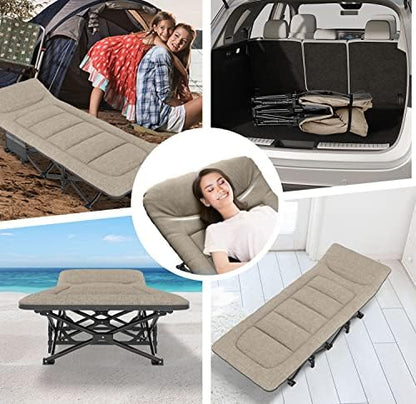 ATORPOK Folding Camping Cot for Adults with Cushion and Pillow