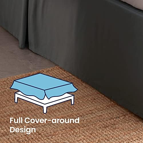 SLEEP ZONE Pleated Bed Skirts Queen Size, 15 inch Tailored Drop Easy Fit Bedskirt, Anti-Static, Fade Resistant (Queen, Grey)