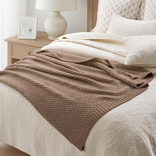 EVERGRACEHOME Chunky Chenille Knit Throw Blanket, 60 x 80, Rosewood