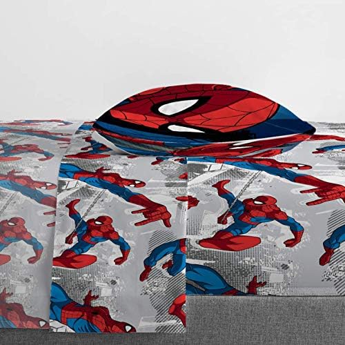 Marvel Spiderman Twin Comforter Set 4 Piece Kids Bedding for Boys, Multi