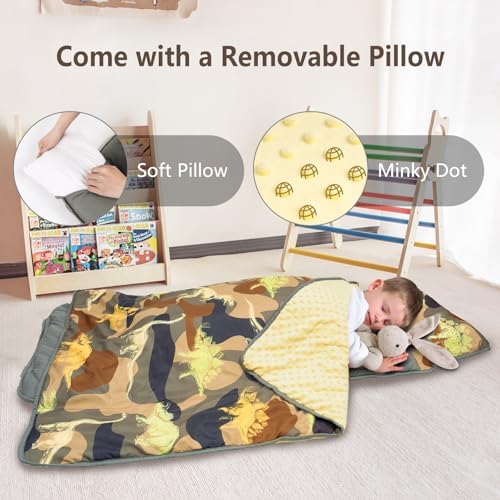 Primlect Toddler Nap Mat with Pillow, Roll Up Extra Large Sleeping Bag