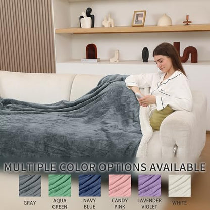 Electric Blanket Queen Size, Soft Cozy Flannel Sherpa Queen Heated Blanket Dual Control with 5 Heating Levels & 10 Hours Auto Off, Fast Heating, Machine Washable Heating Blanket, 84" x 90", Gray