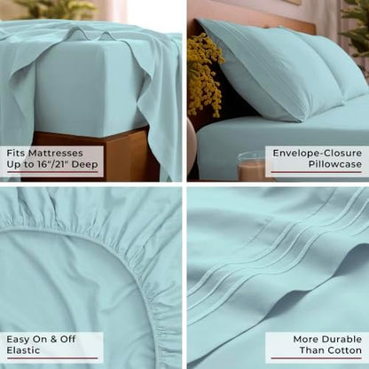 Mellanni Iconic 4-Piece, Ultra Soft Sheet Set (Queen, Aqua)