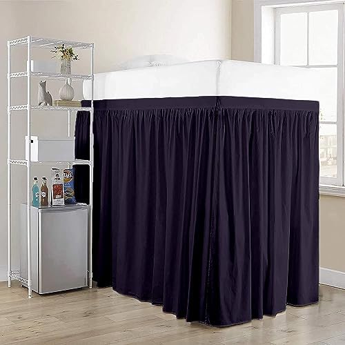 Full XL 34" Inch Drop Long Dorm Bed Skirt, Ruffled Pattern College Dorm Room Bed Skirts, Split Corner, Easy Care, No Wrinkle Microfiber Bed Skirt