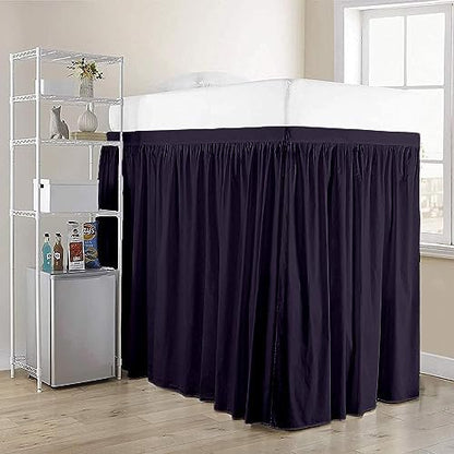 Crown Collection Full XL 36" Inch Drop Long Dorm Bed Skirt, Ruffled Pattern College Dorm Room Bed Skirts, Split Corner, Easy Care, No Wrinkle Microfiber Bed Skirt