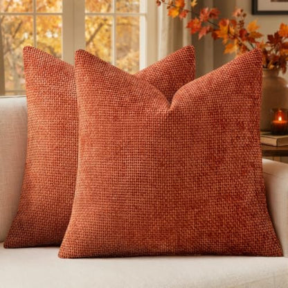 MIULEE Fall Decorative Couch Throw Pillow Covers 20x20 Burnt Orange 2 Pack