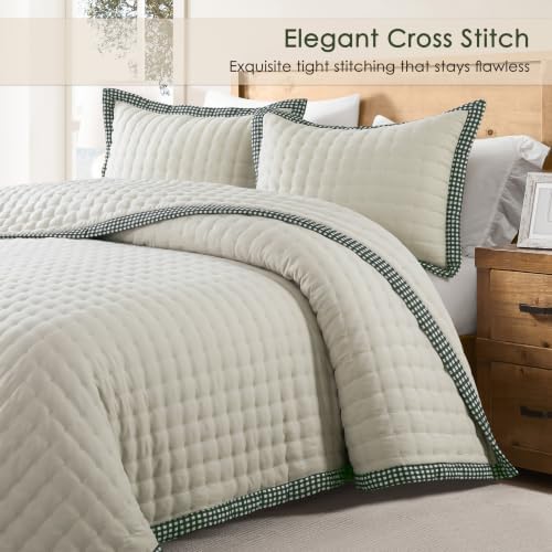 WDCOZY Cloud Soft Quilt Set, Twin Size, Beige Trim, 2 Pieces 68x90 inches